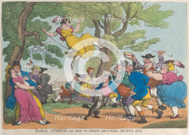 Rural Sports, or How to Show Off a Well Shaped Leg, October 1811., October 1811. Creator: Thomas Rowlandson.