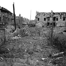 Wartime bomb damage, Long Acre, Nechells, Birmingham, West Midlands, World War II, 29 July 1942. Artist: James Nelson.