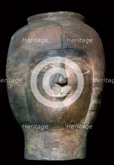 Romano-British pot in the form of a head. Artist: Unknown