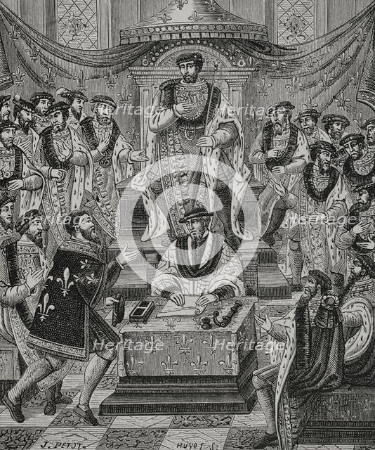 Reception of a knight of the Order of Saint Michael, French military order ..., 1469-70, (1877). Creators: J Petot, Jules Jean Marie Joseph Huyot.