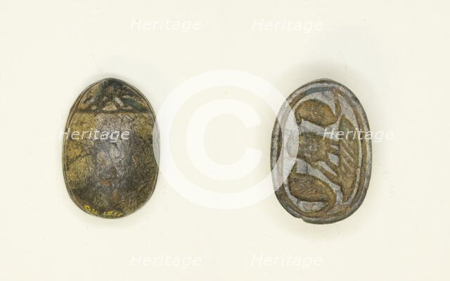 Scarab: Confronted Cobras with Falcon, Egypt, Second Intermediate Period, Dynasty 15... Creator: Unknown.