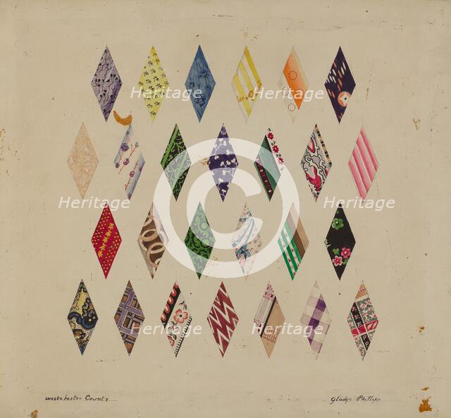 Details of Patchwork Quilt, c. 1937. Creator: Gladys Phillips.