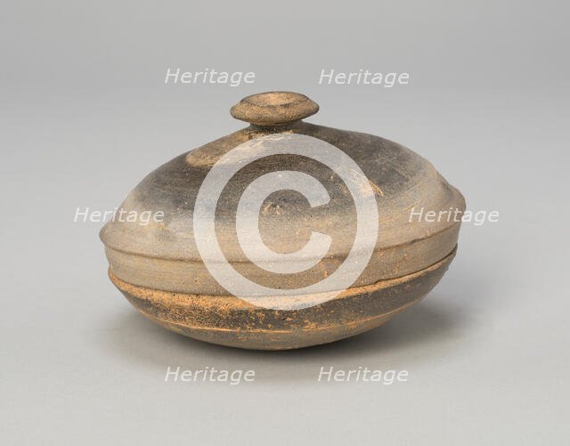 Circular Covered Box, Korea, Three Kingdoms period (57 B.C.-A.D. 668), Gaya..., 5th/6th century. Creator: Unknown.