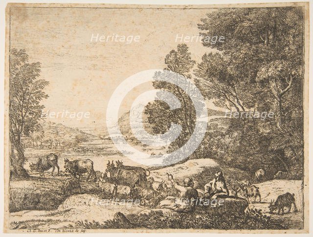 Shepherd and Shepherdess Conversing in a Landscape, ca. 1651. Creator: Claude Lorrain.