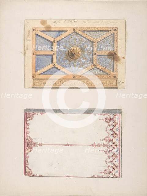 Designs for Ceiling and Wall Decoration for Monsieur Lecomte de la Grange, second half 19th century. Creators: Jules-Edmond-Charles Lachaise, Eugène-Pierre Gourdet.