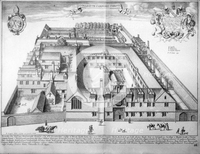 Perspective view of Corpus Christi College, Oxford, Oxfordshire, c1860-c1922. Artist: David Loggan