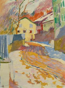 Village street during snowmelt, c1919. Creator: Giacometti, Giovanni (1868-1933).