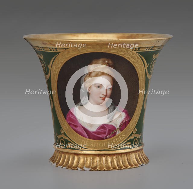 Cup (Tasse Jasmin À Pied Cannelé, 1St Size) With Portrait Of Antoinette Du Ligier De La..., 1812. Creator: Unknown.