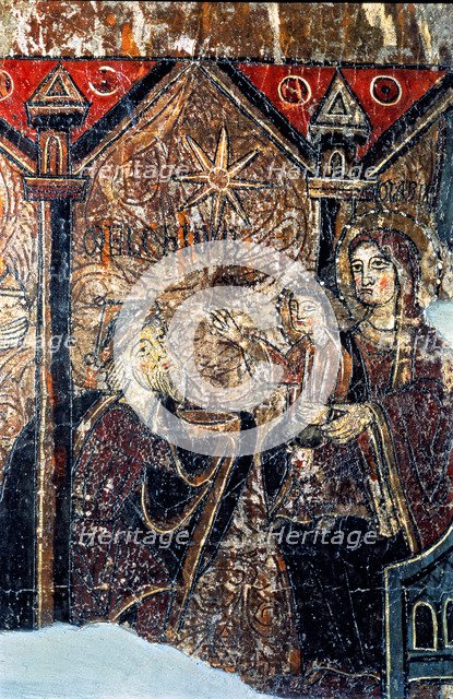 Front of the Iguácel altar, detail of the scene of the Epiphany. Panel painting from the church o…