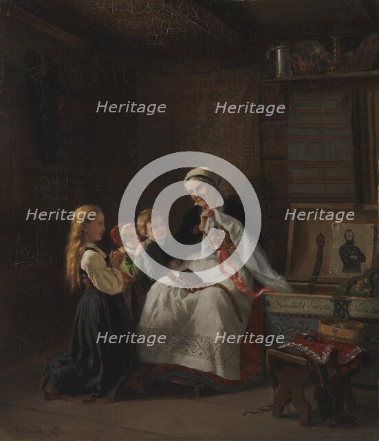 Grandmother's bridal crown, 1873. Creator: Adolph Tidemand.