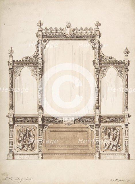 Design for Wall with Wooden Trim, 1841-84. Creator: Charles Hindley & Sons.
