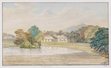 Landscape with house and pond, West Java, 1867. Creator: Adrianus Johannes Bik.