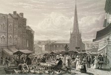 The High Street Market, Birmingham, 1827. Creators: David Cox the Elder, William Radclyffe.