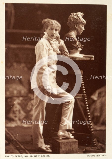 Sarah Bernhardt in her studio sculpting a self portrait, (late 19th century?). Artist: Unknown