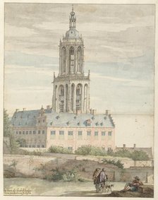 View of the Palace of Frederik V, Elector Palatine, and the Sint-Cunerakerk, Rhenen, 1644. Creator: Pieter Jansz Saenredam.