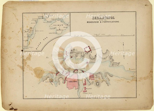 Plan of Sevastopol with its roadstead & fortifications, c. 1858. Artist: Anonymous master  