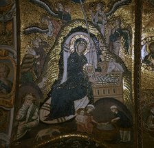 A mosaic of the nativity, 12th century. Artist: Unknown