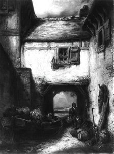 Courtyard, c. 1855. Creator: Alexandre Gabriel Decamps.