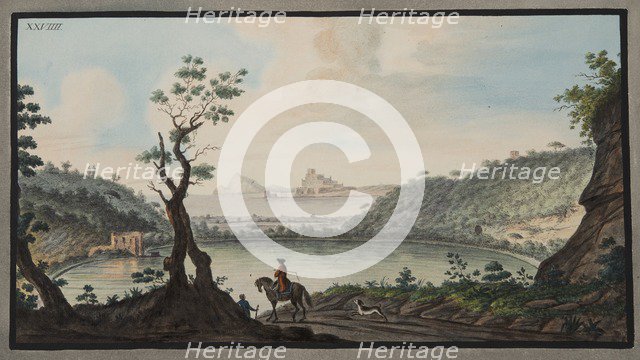 View of the Lake Avernus from the road between Puzzoli and Cuma, 1776.
