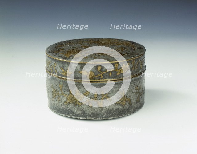 Parcel gilt pewter covered box, early Qing dynasty, China, 1650-1720. Artist: Unknown