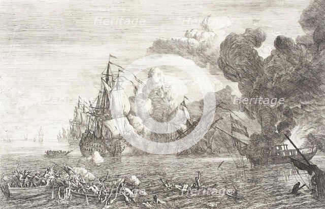 Naval Battle, 1753. Creator: Adriaen Manglard.