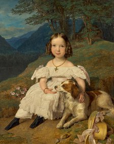 Portrait of Countess Julia Alexandrovna Apraxina (1830-1917) as child, 1835. Creator: Waldmüller, Ferdinand Georg (1793-1865).