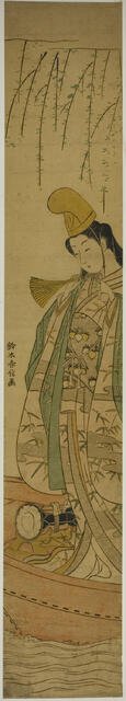 Shirabyoshi Dancer Standing in Asazuma Boat, c. 1767. Creator: Suzuki Harunobu.