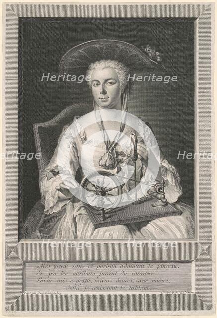 Madame Arlon Spinning Silk, 1739. Creator: Jean Joseph Balechou.