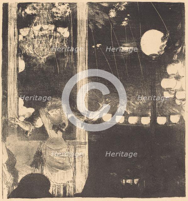 Mademoiselle Bécat at the Cafe des Ambassadeurs (Aux Ambassadeurs: Mlle Bécat), c. 1877. Creator: Edgar Degas.