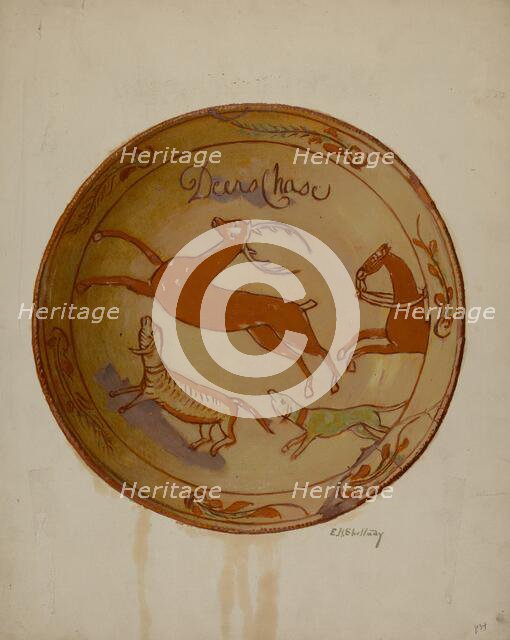 Pa. German Plate, 1935/1942. Creator: Eugene Shellady.