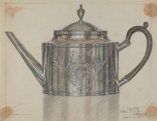 Silver Teapot, c. 1937. Creator: Herman Bader.