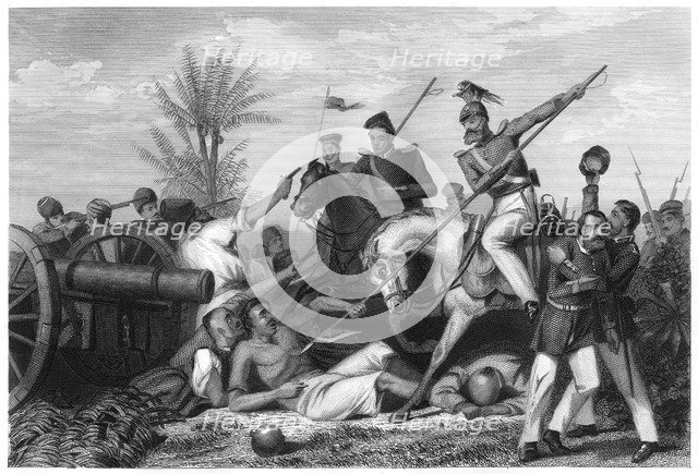 'Capture of a gun at Banda', 1858, (c1860). Artist: Unknown