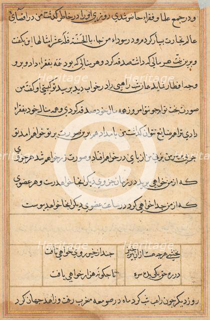 Page from Tales of a Parrot (Tuti-nama): text page, c. 1560. Creator: Unknown.