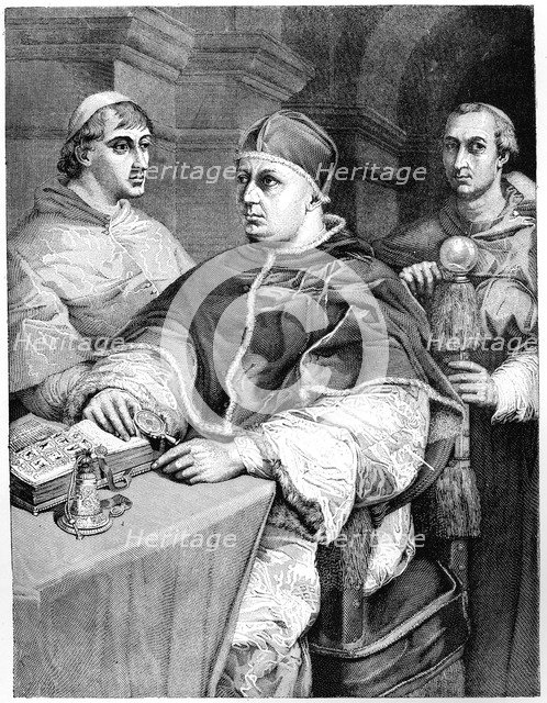 Pope Leo X, Giulio de' Medici (the future Pope Clement VII) and Cardinal de Rossi, 1882. Artist: Unknown
