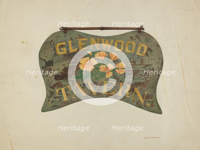 Tavern Sign, c. 1940. Creator: Robert W.R. Taylor.
