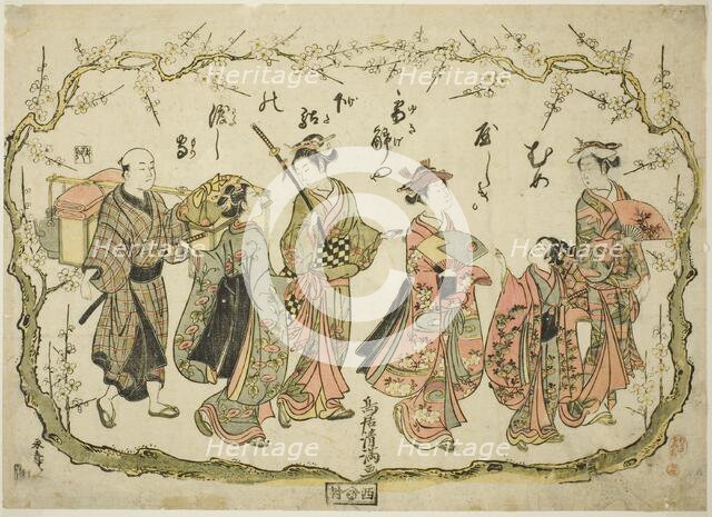 Party on their way to view plum blossoms, c. 1764. Creator: Torii Kiyomitsu.