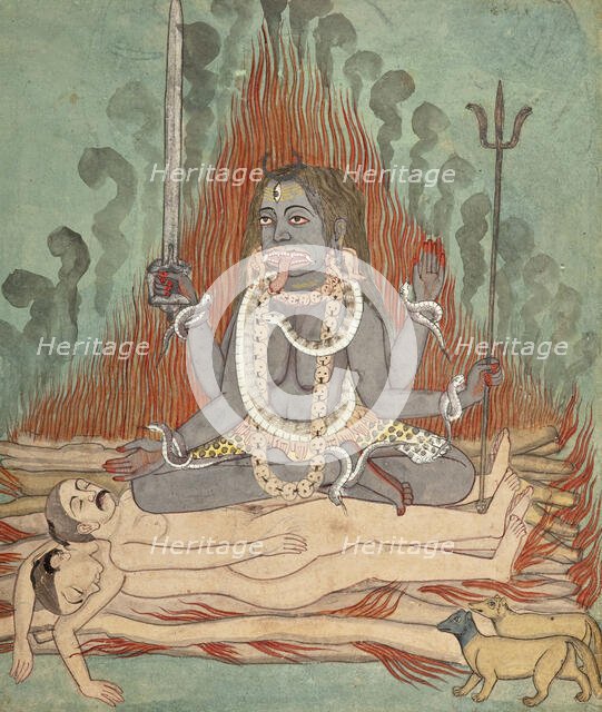 Shiva, Vishnu, and Brahma Adoring Kali (image 5 of 7), c1740. Creator: Unknown.