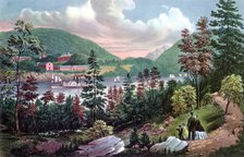 West Point, US Military Academy, from the opposite Shore, 1862.Artist: Currier and Ives