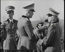 Victor Emmanuel III, King of Italy Talking to Men in Uniform, 1930s. Creator: British Pathe Ltd.