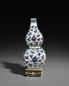 Square Double-Gourd Vase with Floral Scrolls, 1521-1566. Creator: Unknown.