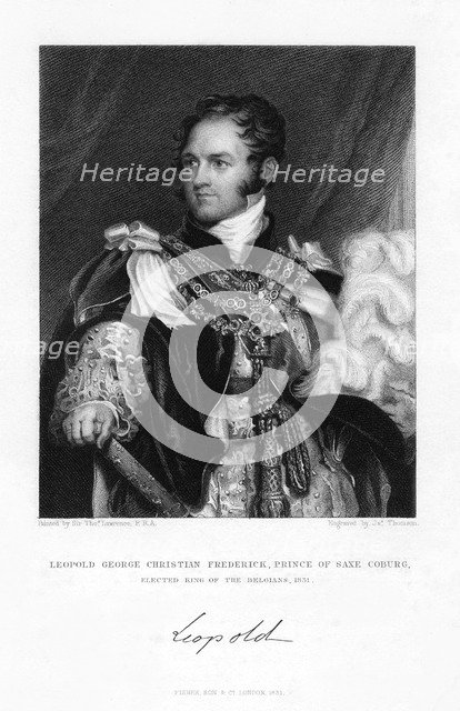 Leopold of Saxe-Coburg and Gotha, 1831.Artist: J Thomson