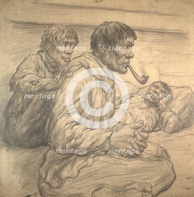 Northern types: In a yurt, 1928. Creator: Dmitrii Innokent'evich Karatanov.