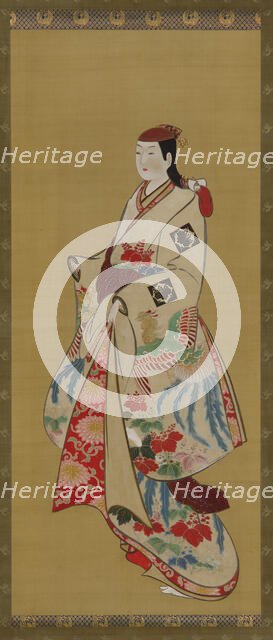 Tall girl; dress patterned with ho-o bird and kiri flowers, Edo period, 1615-1868. Creator: Unknown.