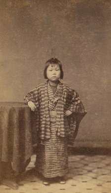 Girl with Striped Robe, 1870s. Creator: Unknown.