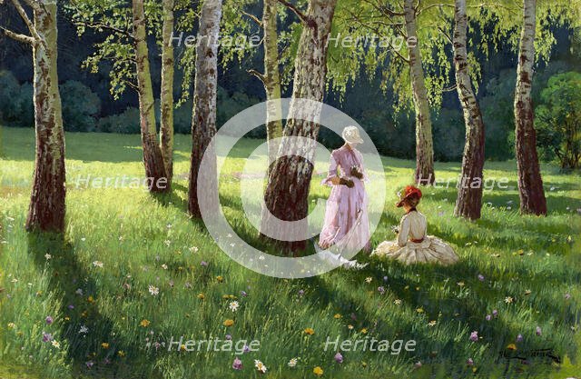 Two women in a wood, 1886. Creator: Wrzeszcz; Eugeniusz (1851-1917).