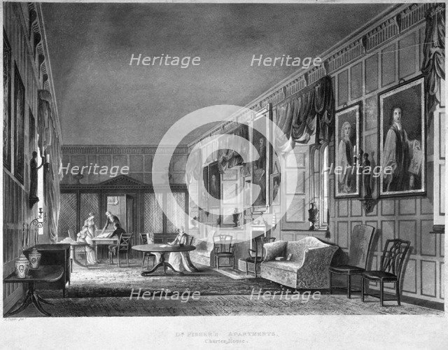 Interior view of Dr Fisher's apartments, Charterhouse, Finsbury, London, 1816.                       Artist: Joseph Constantine Stadler