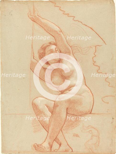 A Female Nude Seated on a Ledge, 1863/1866. Creator: Charles Louis Lucien Muller.