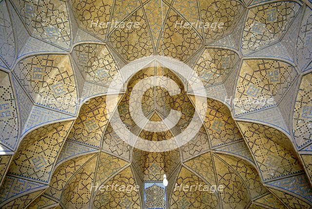 Decorative muqarnas vaulting in the Iwan entrance, Jameh (Friday) Mosque, Isfahan, Iran, 2000. Creator: Unknown.