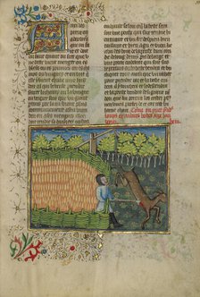 A Deer Caught in a Foot Trap; Livre de la Chasse, about 1430-1440. Creator: Unknown.