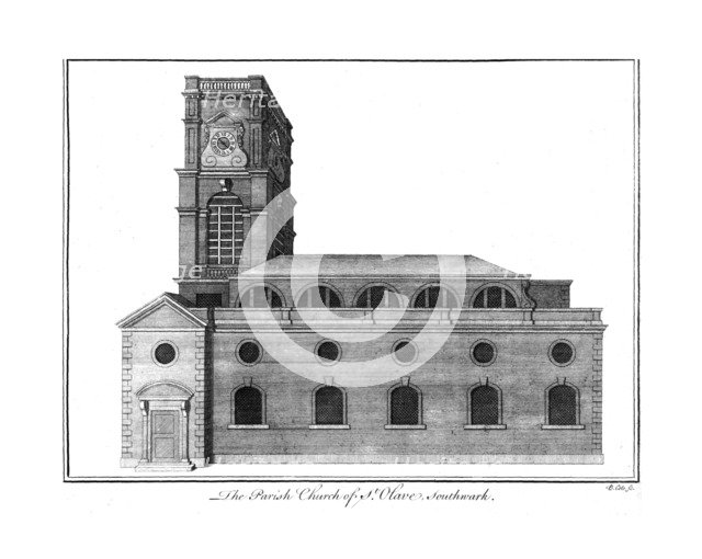 'The Parish Church of St.Olave. Southwark.', c1756. Artist: Benjamin Cole.